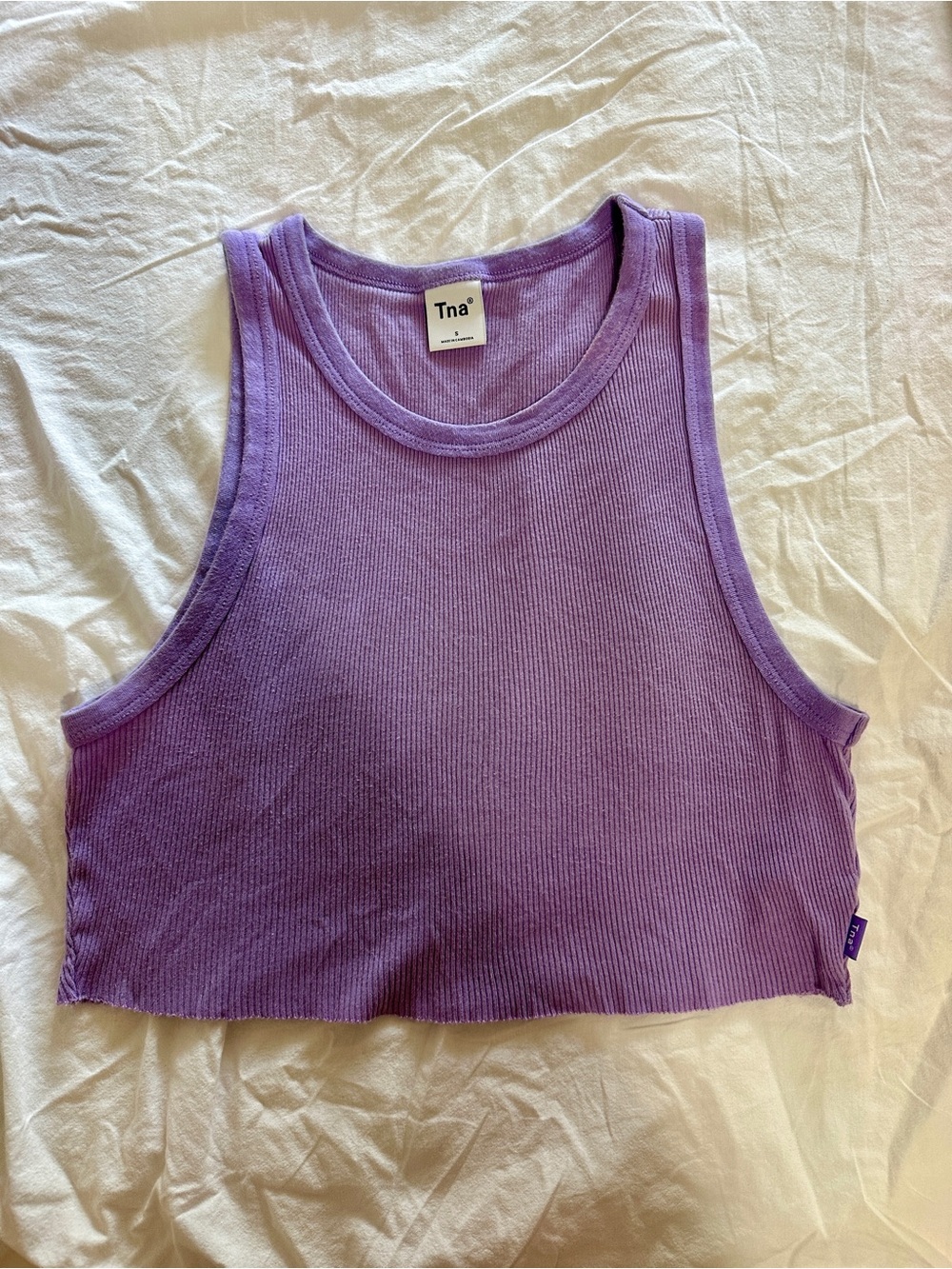 TNA Lavender Ribbed Cropped Tank